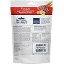Back view of a Natural Balance pet food package with ingredients and feeding information.