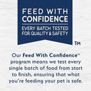 Advertisement for 'Feed with Confidence' program on a textured white background