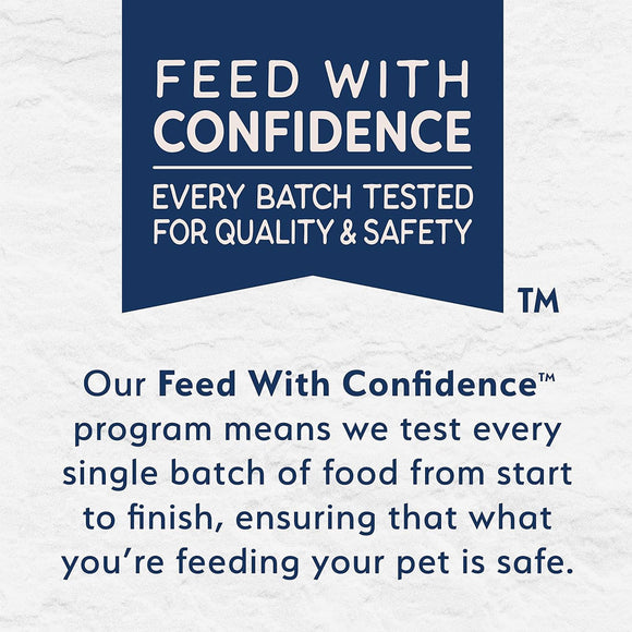 Advertisement for 'Feed with Confidence' program on a textured white background