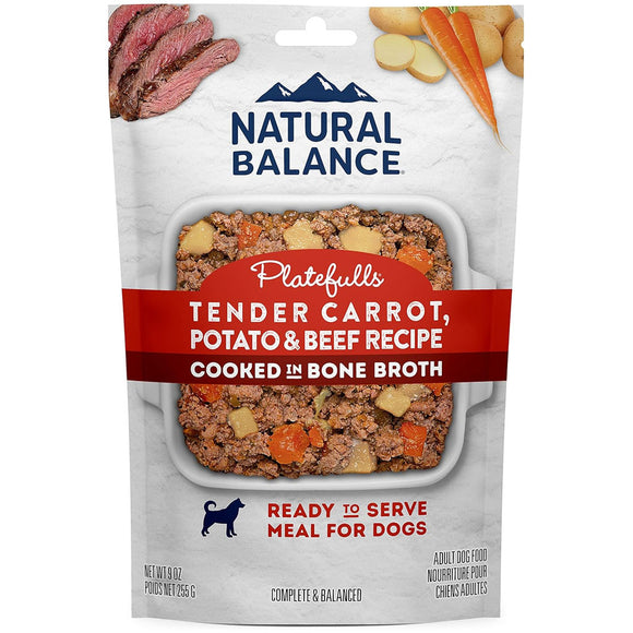 Natural Balance Pet Foods Original Ultra Platefulls Wet Dog Food Pouch Tender Beef & Potato Recipe, 9-oz case of 12