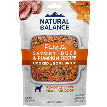 Natural Balance Pet Foods Original Ultra Platefulls Wet Dog Food Pouch Savory Duck & Pumpkin Recipe, 9-oz case of 12