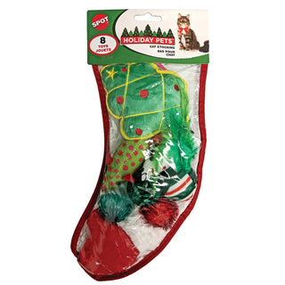 Spot Holiday Cat Stocking Assorted Toys, Medium, 8 count