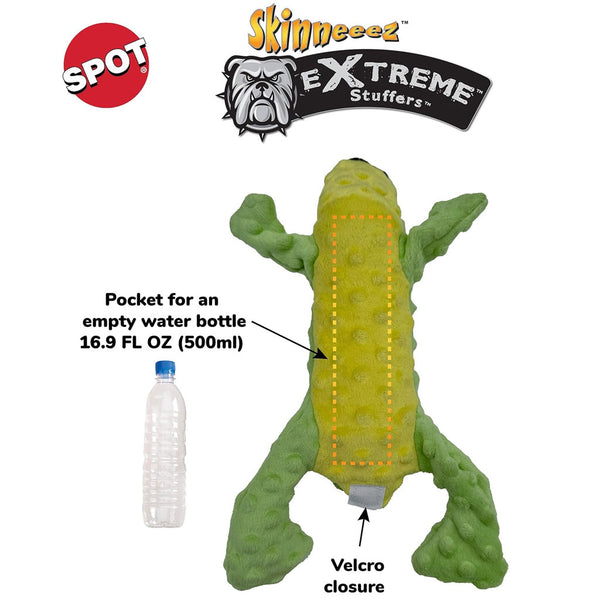 Ethical Skinneeez Extreme Stuffing-Free Squeaky Frog Plush Dog Toy