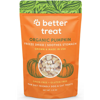 A Better Treat Organic Pumpkin Freeze Dried Treats for Dogs & Cats, 3-oz