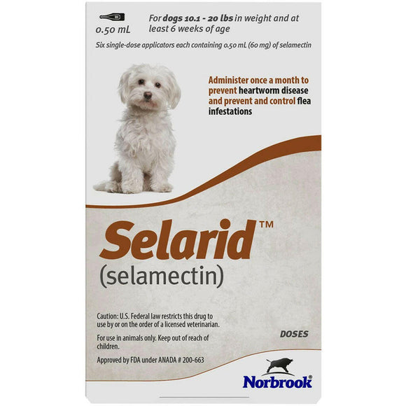 Selarid Topical Solution for Dogs 10.1-20 lbs (Selamectin), 1 Dose (1 Month Supply)