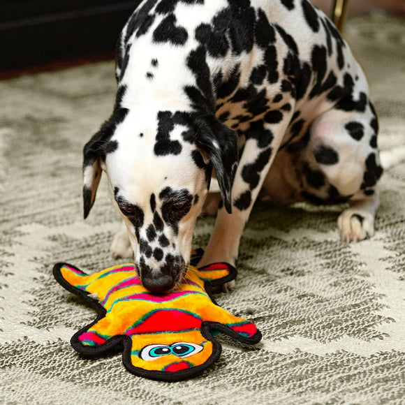 Outward Hound Invincible Gecko 4 Stuffingless Durable Squeaker Red / Orange Dog Toy (Large)