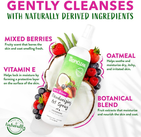 Tropiclean Berry Breeze Deodorizing Spray for Pets (8 oz)