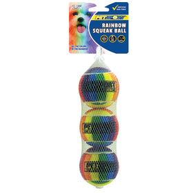 Petsport USA Rainbow Squeak Ball Dog Toy 2.5 inch