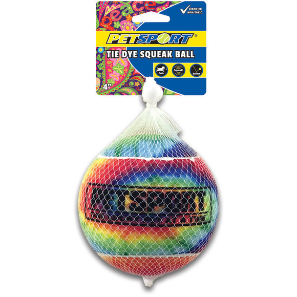 Petsport USA Tie Dye Squeak Ball Dog Toy 4 inch