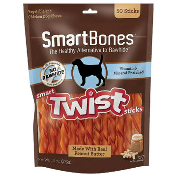 SmartBones Twist Sticks Peanut Butter Dog Treats (50 sticks)