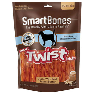SmartBones Twist Sticks Peanut Butter Dog Treats (50 sticks)