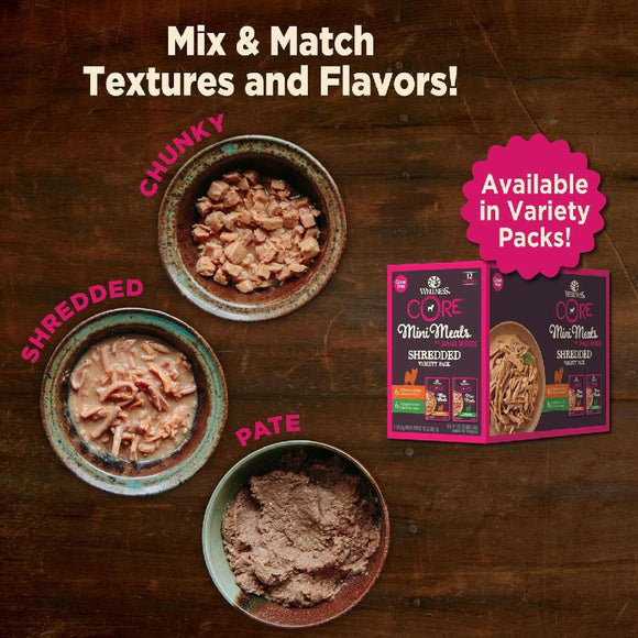 Wellness CORE Grain-Free Small Breed Mini Meals Chunky Chicken & Chicken Liver in Gravy Wet Dog Food (3 oz x 12 pouches)
