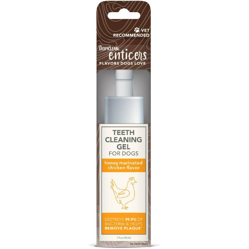 TropiClean Enticers Dental Cleaning Gel Honey Chicken Dog (2 oz)