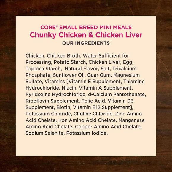 Wellness CORE Grain-Free Small Breed Mini Meals Chunky Chicken & Chicken Liver in Gravy Wet Dog Food (3 oz x 12 pouches)