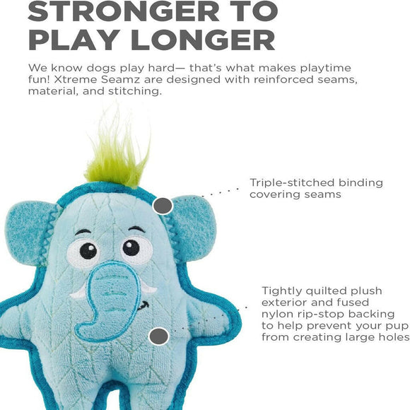 Outward Hound Xtreme Seamz Elephant Squeaky Durable Toy For Dog