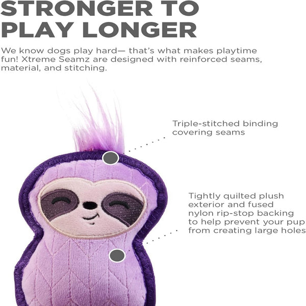 Outward Hound Xtreme Seamz Sloth Squeaky Durable Toy For Dog