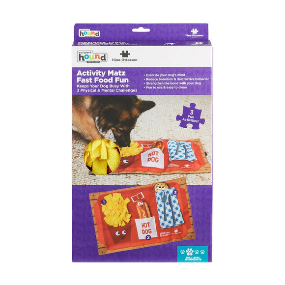 Outward Hound Activity Matz Fast Food Fun Game Plush Dog Puzzle Mat