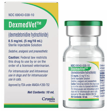 Dexmedetomidine Hydrochloride Injection for Dogs & Cats, 0.5 mg/ml 10 ml, (Manufacturer may vary)