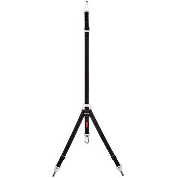 Black tripod stand on a white background