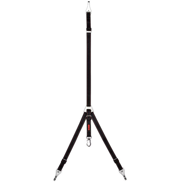 Black tripod stand on a white background