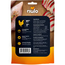 Nulo pet food package with ingredients list and branding on a wooden surface.