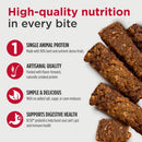 Dog food bars with text highlighting high-quality nutrition on a white background