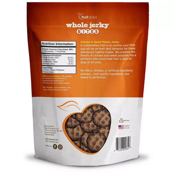 Fruitables Whole Jerky Bites Chicken & Sweet Potato Treats For Dogs (12 oz)