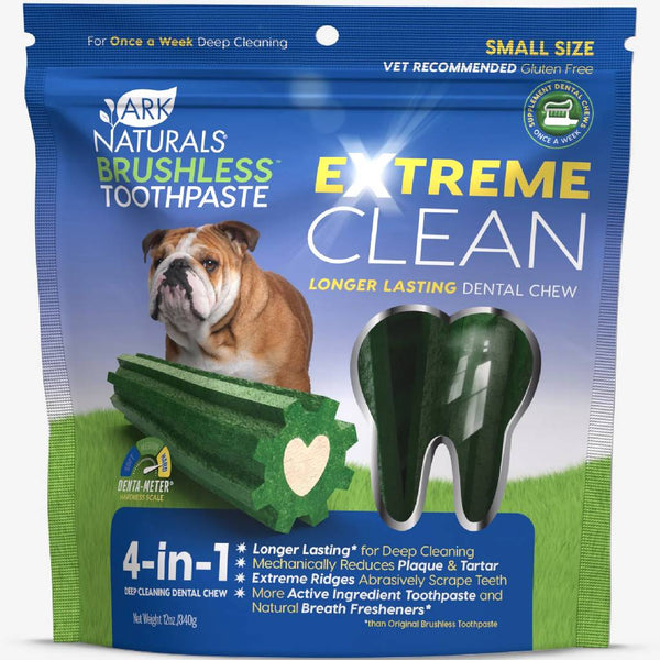 Ark Naturals 4-in-1 Extreme Clean Longer Lasting Brushless Toothpaste Dental Chews for Small Dogs (12 oz)