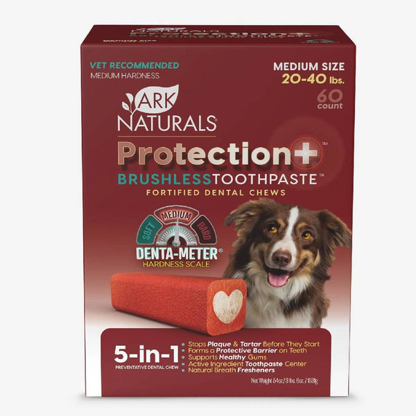 Ark Naturals 5-in-1 Protection Plus Fortified Brushless Toothpaste Chews for Medium Dogs Value Pack (60 ct)