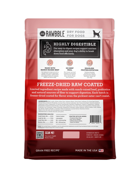 Bixbi Rawbble Freeze Dried Coated Beef Kibble Recipe for Dogs