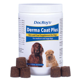 White container, Doc Roy's Derma Coat Plus Soft Chews, 60 ct Large