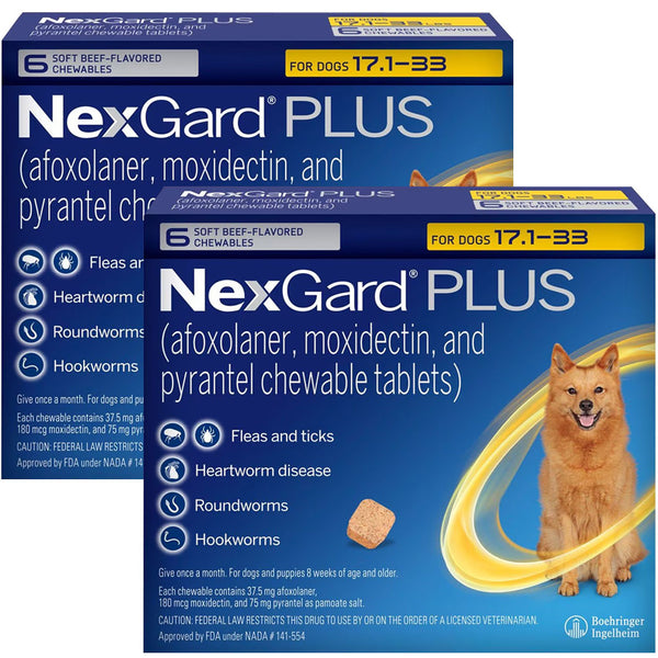 NexGard PLUS Chews for Dogs 17.1-33 lbs 12 chews