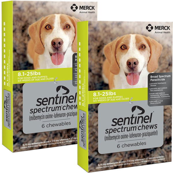 Sentinel Spectrum Chews for Dogs 8.1-25 lbs 12 chewables