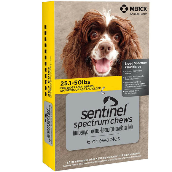 Sentinel Spectrum Monthly Chews for Dogs 25.1 to 50 lbs