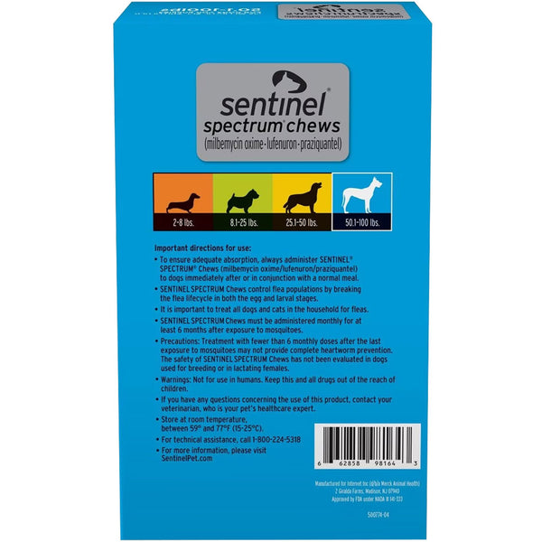 Sentinel Spectrum Chews for Dogs 50.1-100 lbs directions for use