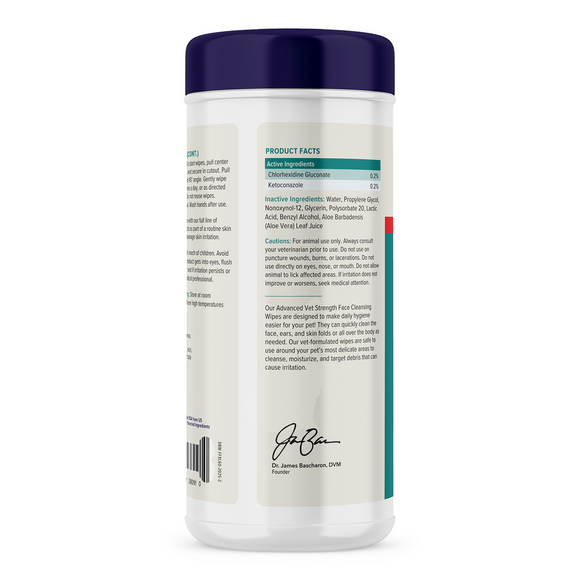 Dermabliss Advanced Vet Strength Face Cleansing Wipes, 60 ct