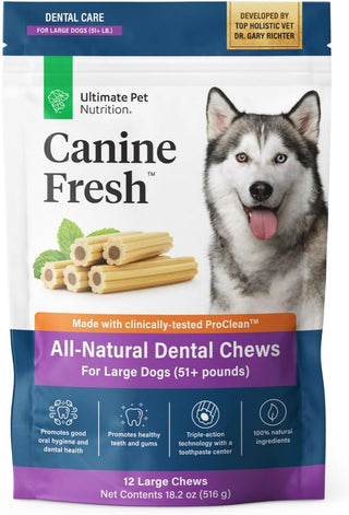 Ultimate Pet Nutrition Canine Fresh All-Natural Dental Chews for Large Dogs 51+ lbs, 12 count