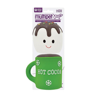 Multipet Latex Hot Cocoa with Marshmallow Assorted Colors, 2-pack