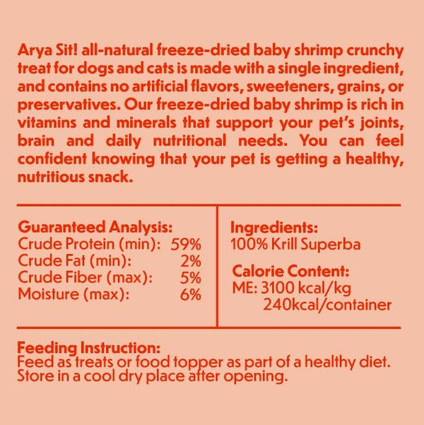 Arya Sit Freeze-Dried Baby Shrimp Treats for Dogs & Cats