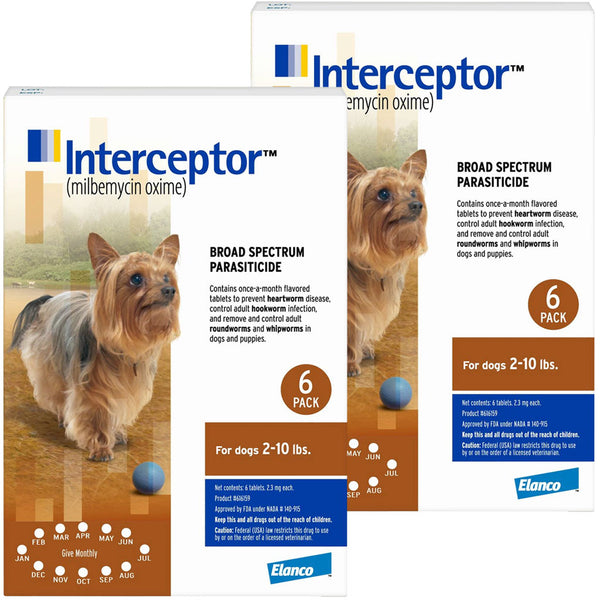 Interceptor Chewable Tablet for Dogs 2-10 lbs 12 chewable