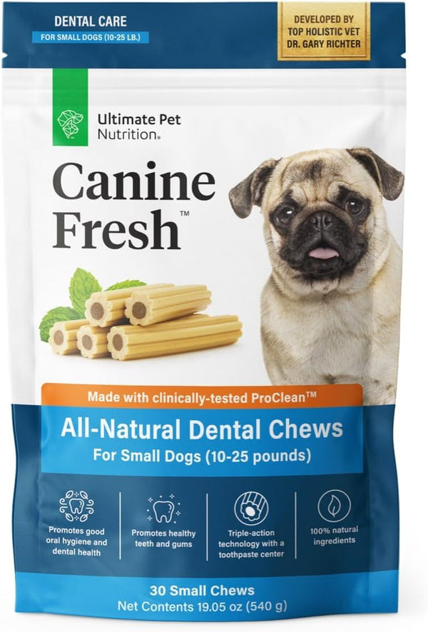 Ultimate Pet Nutrition Canine Fresh All-Natural Dental Chews for Small Dogs 10-25 lbs, 30 count