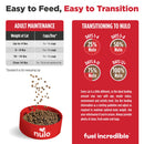 Nulo pet food packaging with feeding instructions and product branding.
