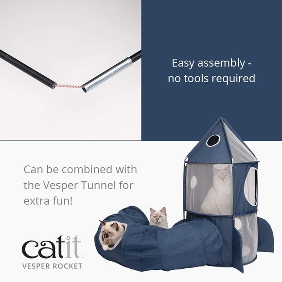 Catit Vesper Rocket Ship for Cats, Blue