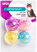 Spot Lattice Ball with Bell Cat Toy Multi-Color, 4-pack