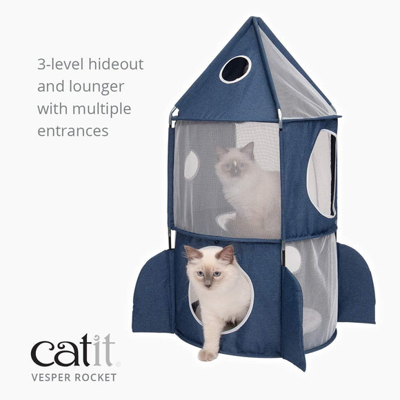 Catit Vesper Rocket Ship for Cats, Blue