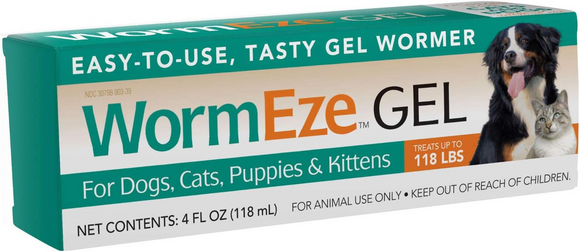 WormEze Gel for Dogs Cats Puppies & Kittens (4 oz)