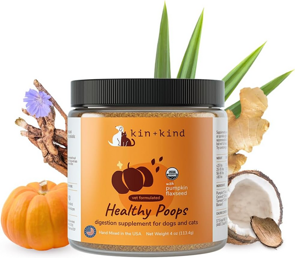 kin+kind Organic Healthy Poops Digestion Supplement for Cats & Dogs