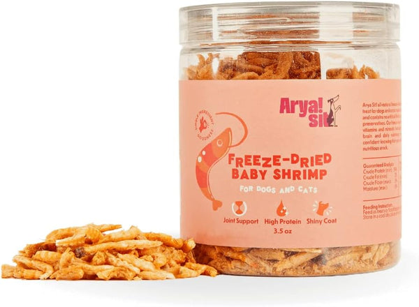 Arya Sit Freeze-Dried Baby Shrimp Treats for Dogs & Cats, 3.5-oz