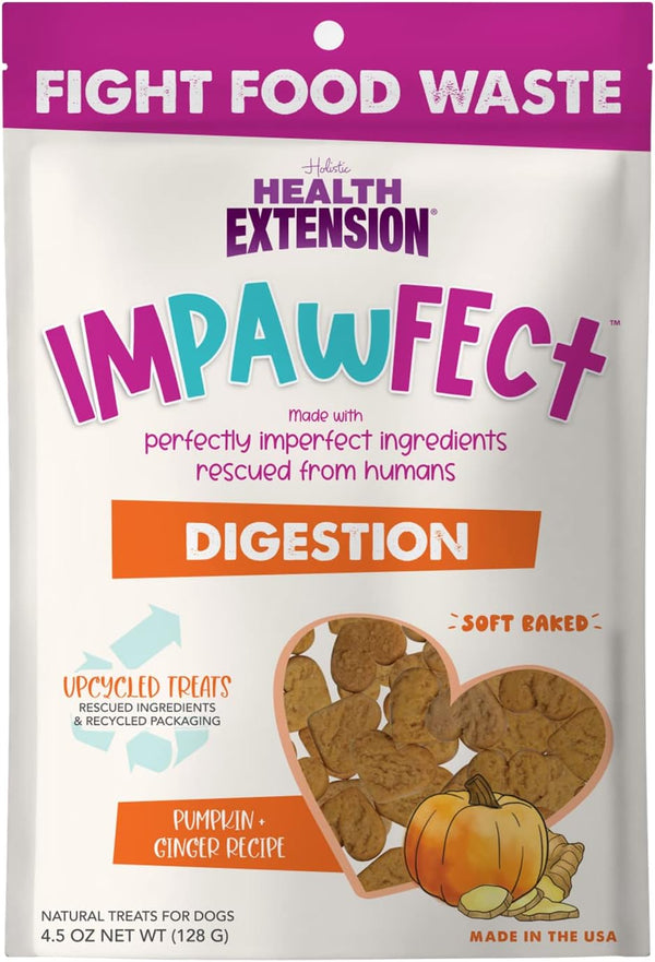 Health Extension Impawfect Pumpkin & Ginger for Digestive Support Treats for Dogs, 4.5-oz