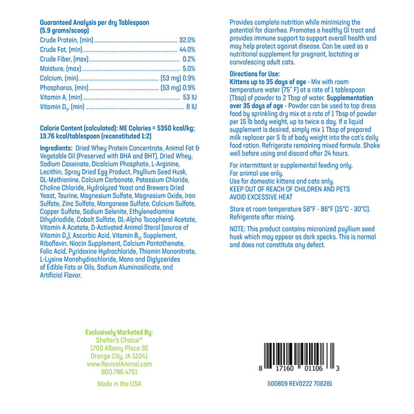 Label with instructions and ingredient list